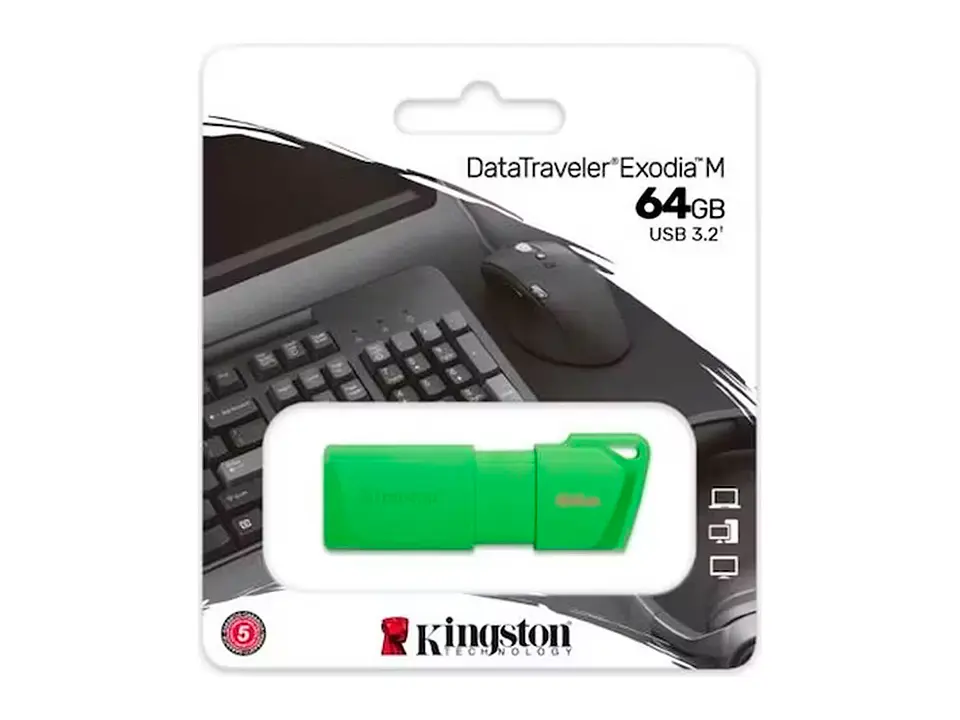Kingston KC-U2L64-7LG - Memoria Flash USB DataTraveler Exodia M, 64GB, USB 3.2 Gen 1 (Tipo-A) Neon Green (Verde) 1