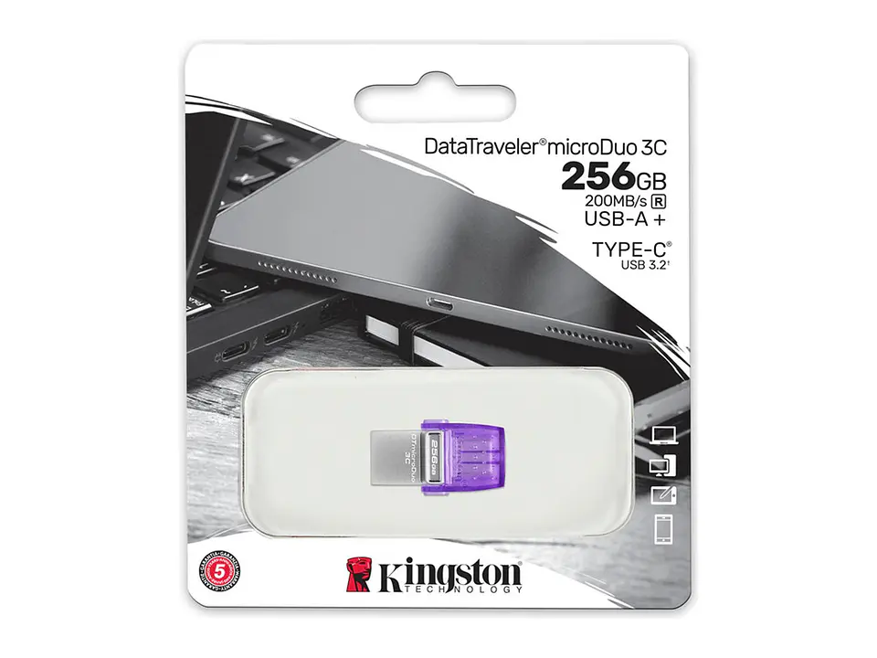Kingston DTDUO3CG3/256GB - Memoria Flash USB 256GB DataTraveler microDuo 3C 200MB/s dual USB-A + USB-C 1