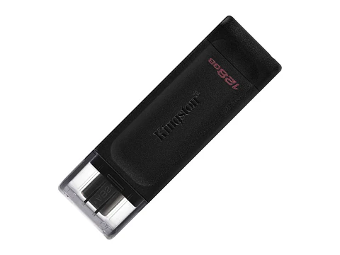 Kingston DT70/128GB - Memoria Flash USB DataTraveler 70, 128GB, USB-C 3.2 Gen1 presentación en colgador