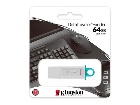 Kingston KC-U2G64-5R - Memoria Flash USB DataTraveler Exodia, 64GB, USB 3.2 Gen 1, Blanco
