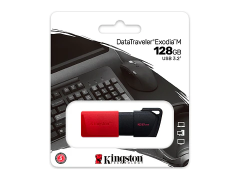 Kingston DTXM/128GB - Memoria Flash USB DataTraveler Exodia M, 128GB, USB 3.2 Gen 1, Rojo