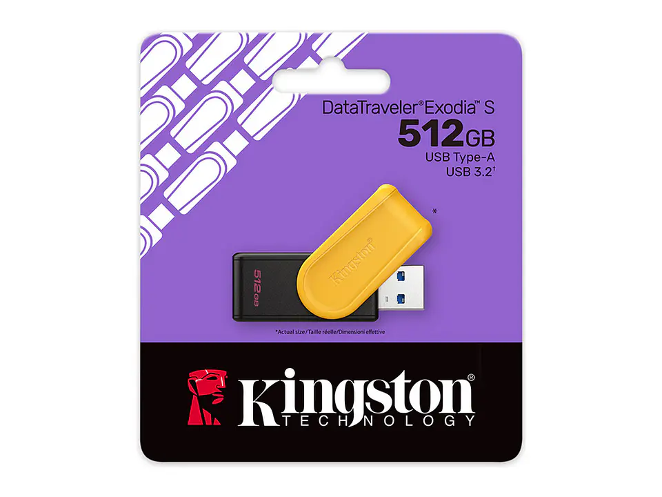 Kingston DTXS/512GB - Memoria Flash USB DataTraveler Exodia S, 512GB, interfaz: USB 3.2 Gen 1, Amarillo 3