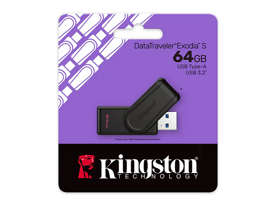 Kingston DTXS/64GB - Memoria Flash USB DataTraveler Exodia S, 64GB, interfaz: USB 3.2 Gen 1, Negro 3