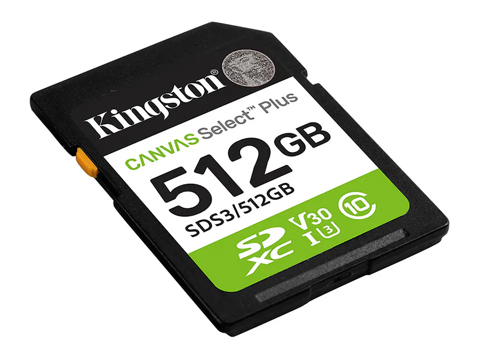 Kingston SDS3/512GB - Memoria Card SD SD Canvas Select Plus 512GB, categoría de velocidad: UHS-I/U3/V30 2