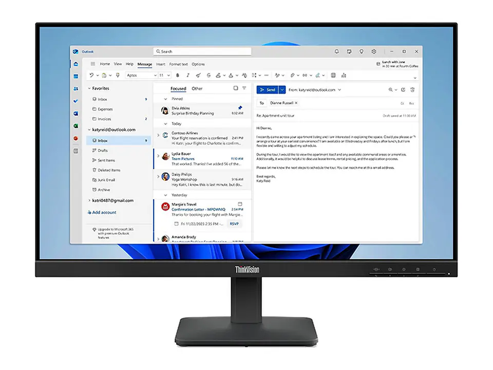 Lenovo 64B5KAR1LA - Monitor Plano ThinkVision S24-4e, 23.8