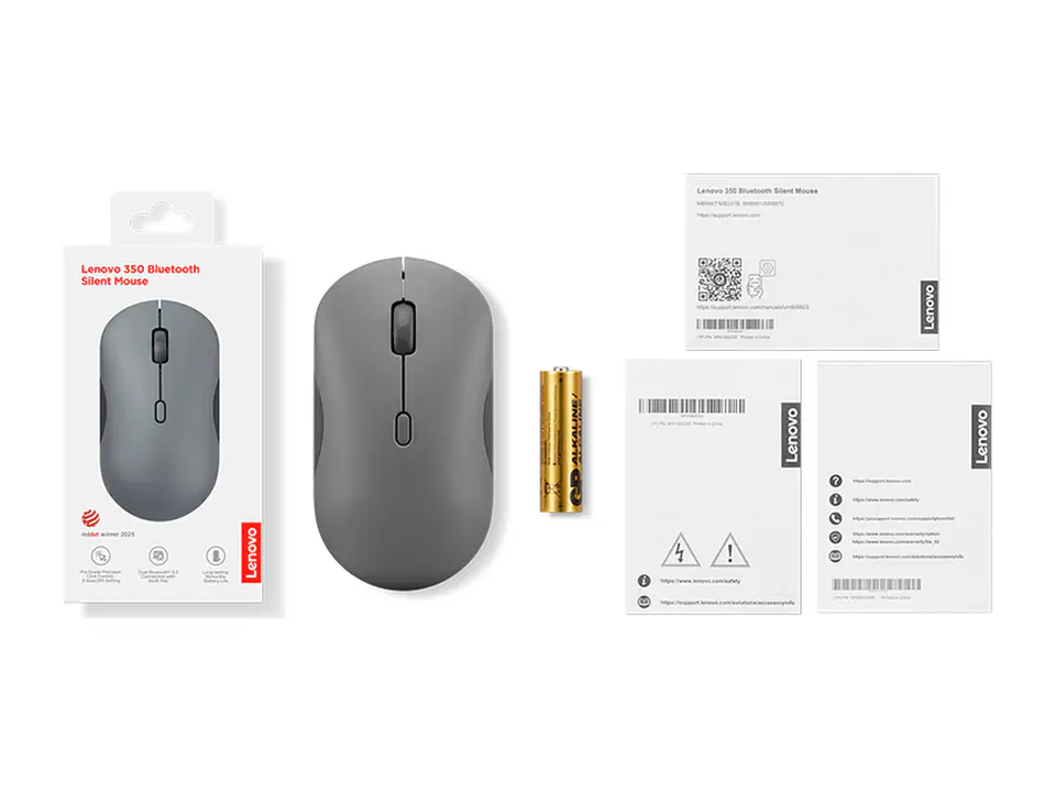 Lenovo GY51S61906 - Mouse 350 silencioso, Interfaz Bluetooth, Color Luna Gris, sin batería 5