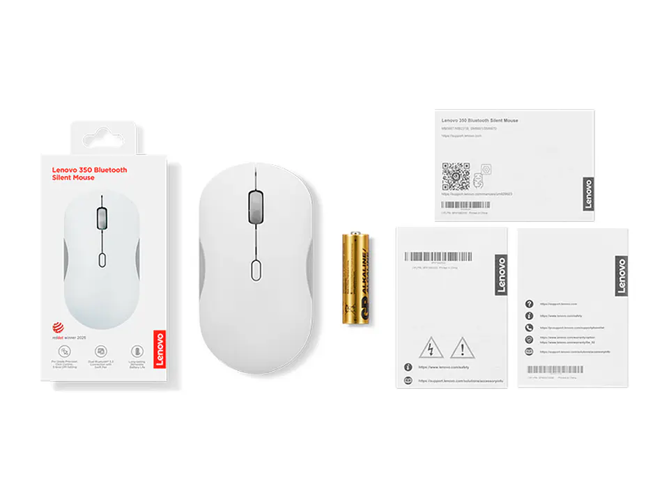 Lenovo GY51S61909 - Mouse 350 silencioso inalambrico (Dual Bluetooth 5.3) Color gris nube, sin batería 4