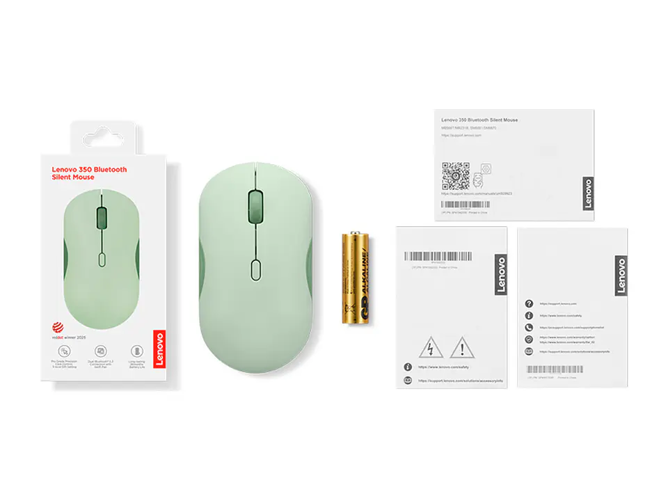 Lenovo GY51S61915 - Mouse 350 silencioso, Interfaz Bluetooth, Color Verde Musgo, sin batería 5