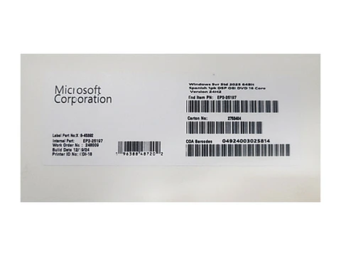 Microsoft EP2-25197 - Sistema Operativo WINDOWS SVR STD 2025 64BIT 1PK Spanish OEM