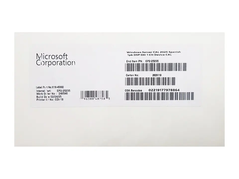 Microsoft Windows Server CAL 2025 1PK DEVICE CAL (EP2-25235) 1