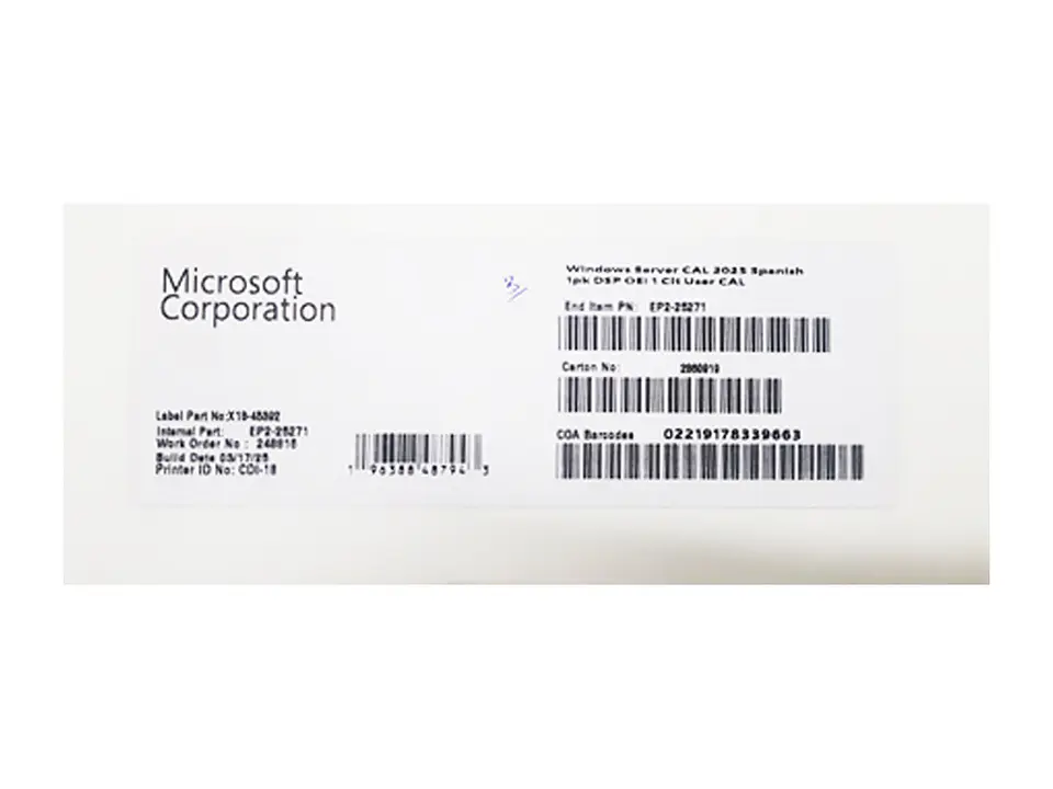 Microsoft Windows Server CAL 2025 1PK USER CAL (EP2-25271) 1