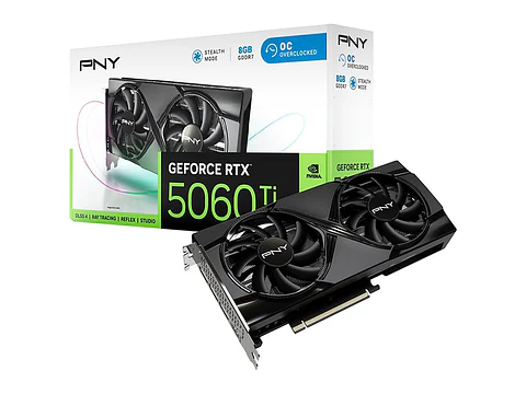 PNY VCG5060T8DFXPB1-O - Tarjeta de video GeForce RTX 5060 Ti OC, 8GB GDDR7, PCI Express 5.0 x8