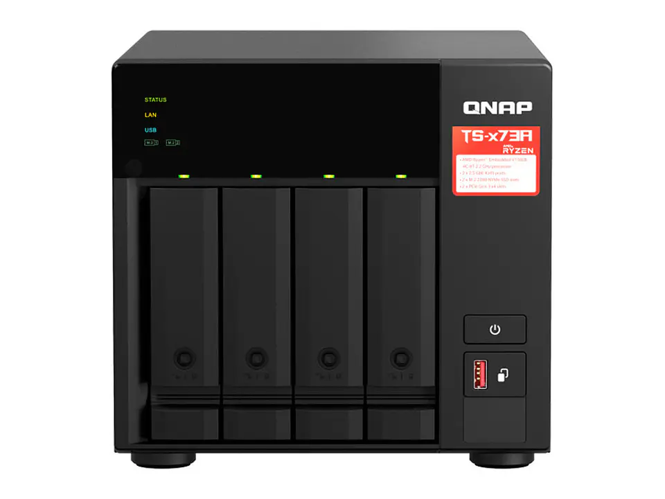 QNAP TS-473A-8G-US - Servidor NAS TS-473A, AMD Ryzen V1500B/2.2GHz, 8GB DDR4 SODIMM, Bahias: 4 x 3.5