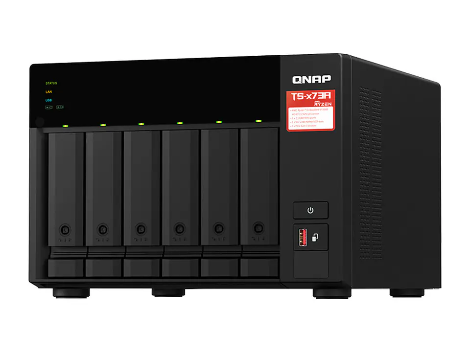 QNAP TS-673A-8G-US - Servidor NAS TS-673A-8G, Ryzen V1500B 4C/2.2GHz, 8GB RAM SODIMM, Bahias: 6x3.5
