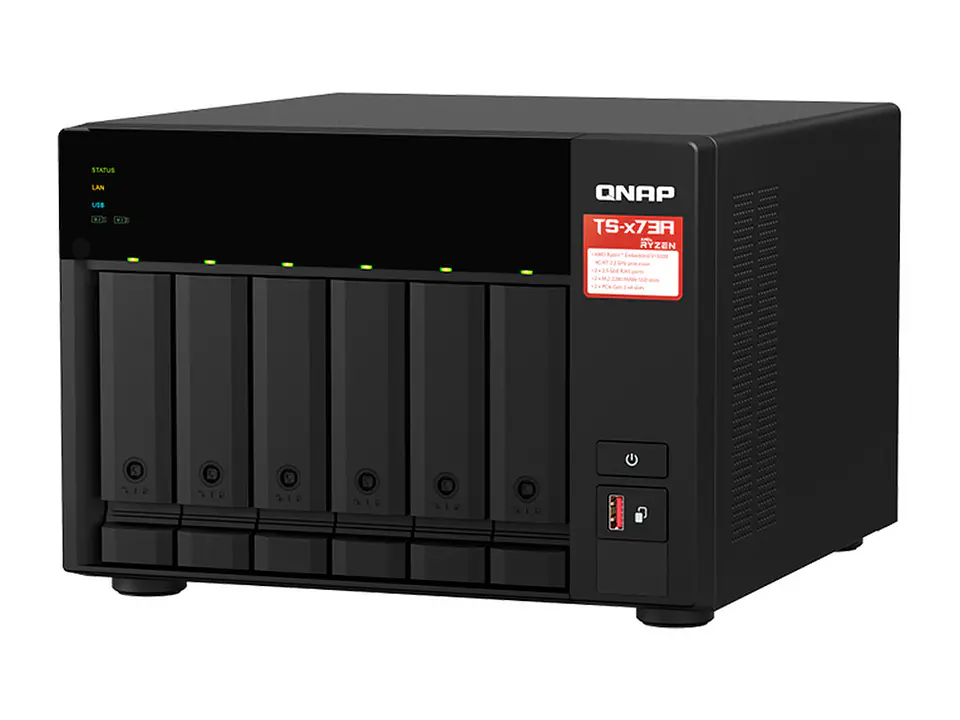 QNAP TS-673A-8G-US - Servidor NAS TS-673A-8G, Ryzen V1500B 4C/2.2GHz, 8GB RAM SODIMM, Bahias: 6x3.5