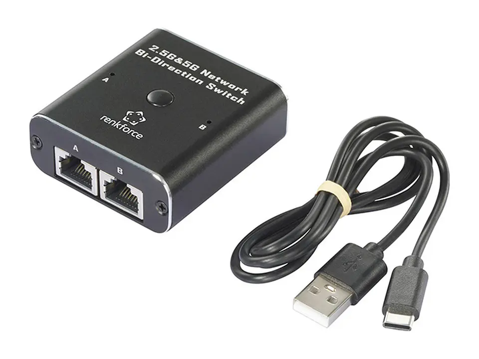 Renkforce RF-EW-700 - Switch Bidireccional de red de 2 puertos 2.5G & 5G, Alimentacion USB 4