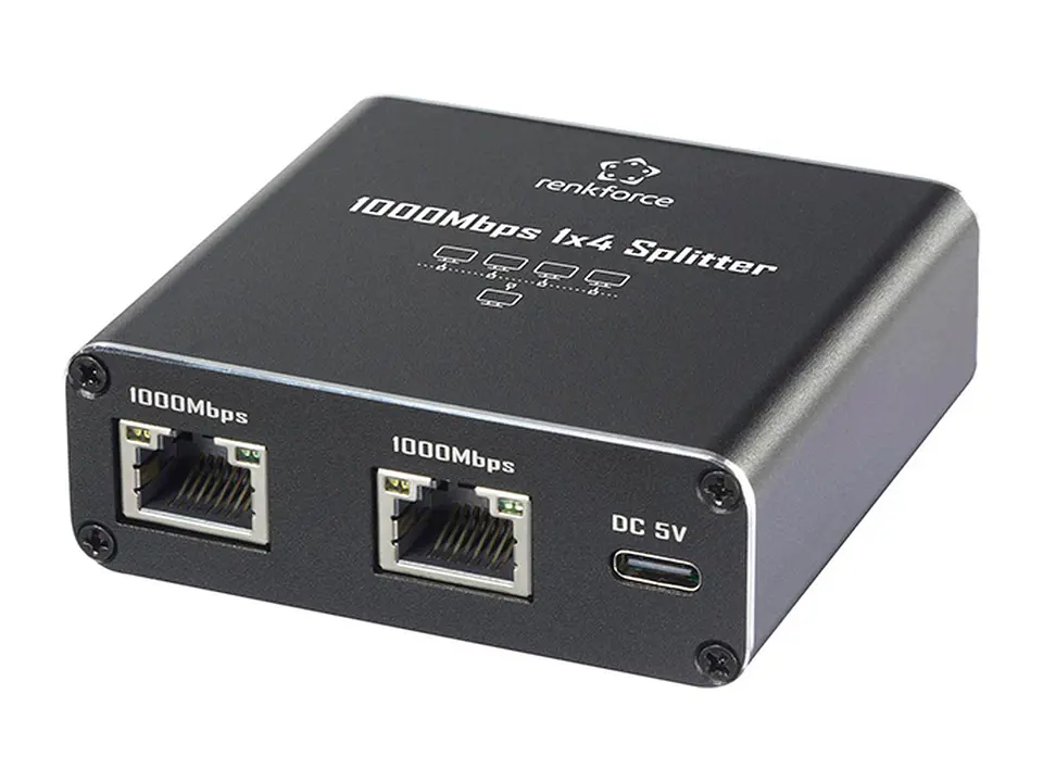 Renkforce RF-GES-400 - Switch Gigabit Ethernet con 4 puertos RJ45 y alimentación por USB 2