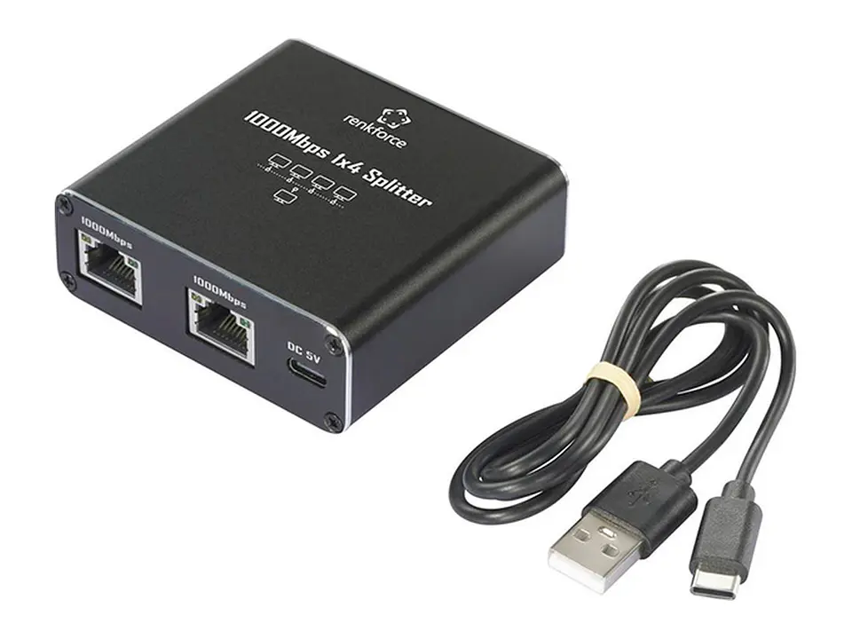 Renkforce RF-GES-400 - Switch Gigabit Ethernet con 4 puertos RJ45 y alimentación por USB 4