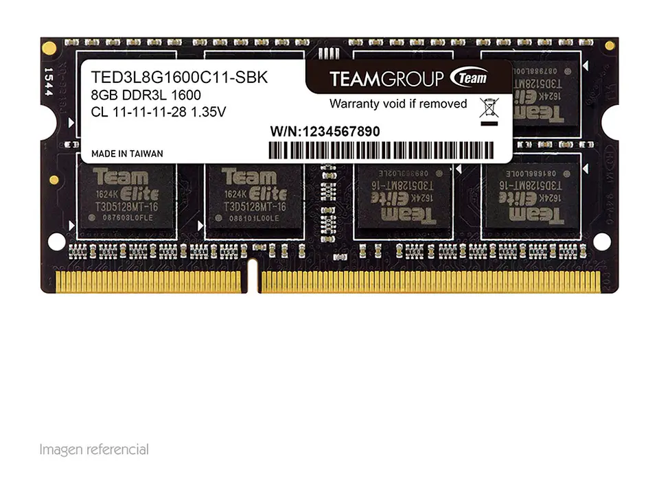TEAMGROUP TED3L8G1600C11-S01 - Memoria, 8GB, DDR3L, SODIMM, 1600MHz, CL11-11-11-28, 1.35V 1