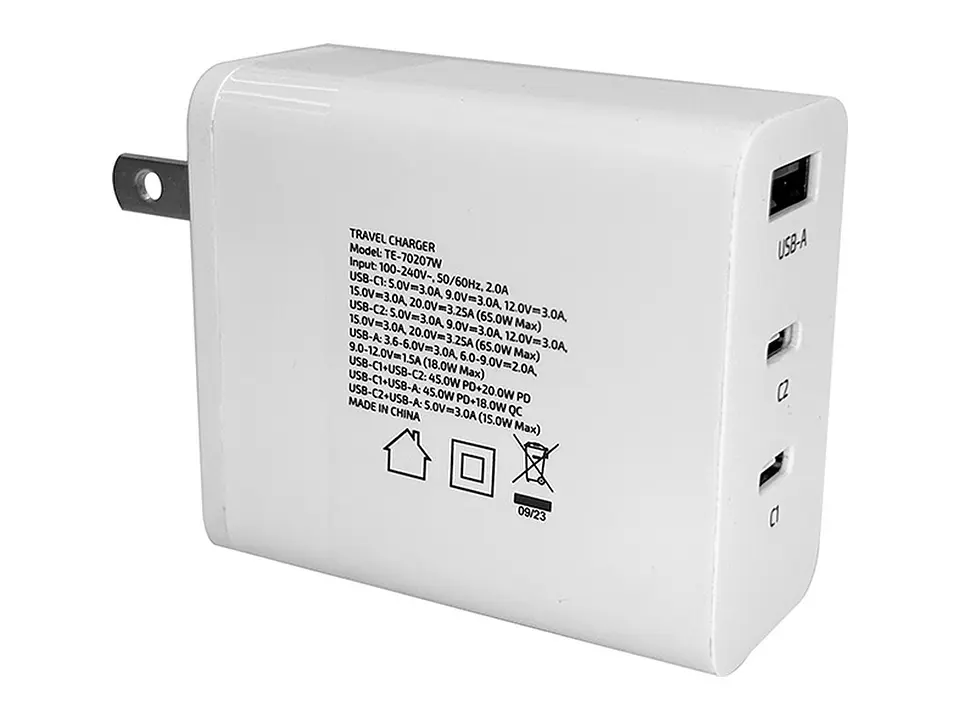 TEROS TE-70207W - Cargador USB-A USB-C, GaN, PD 65W, blanco 4