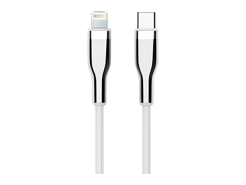 TEROS TE-70212W - Cable USB, Tipo C a Lightning, 3A, 20W Máx, blanco y plateado