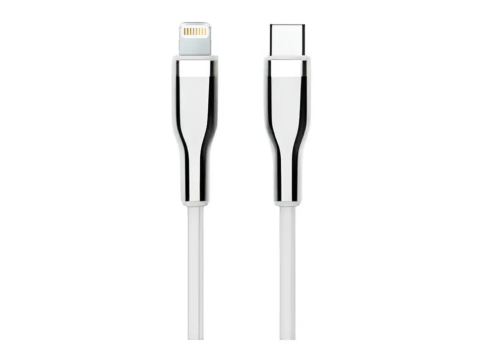 TEROS TE-70212W - Cable USB, Tipo C a Lightning, 3A, 20W Máx, blanco y plateado 1