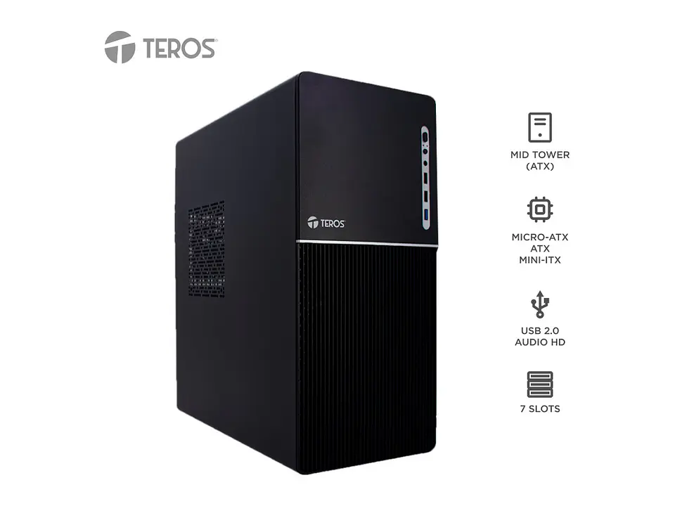 TEROS TE-1037S - Case con fuente, Full, E-ATX / ATX / MICRO-ATX / ITX, USB-A, Audio, 250W 1