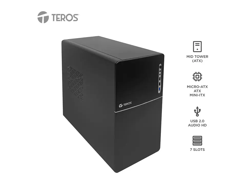 TEROS TE-1038S - Case con fuente, Full, E-ATX / ATX / MICRO-ATX / ITX, USB-A, Audio, 250W 1