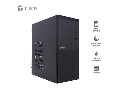TEROS TE-1033S - Case con fuente, Mini Tower, MICRO-ATX / MINI-ITX, USB-A, Audio, 250W