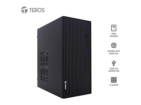 TEROS TE-1035S - Case con fuente, Mini Tower, MICRO-ATX / MINI-ITX, USB-A, Audio, 250W