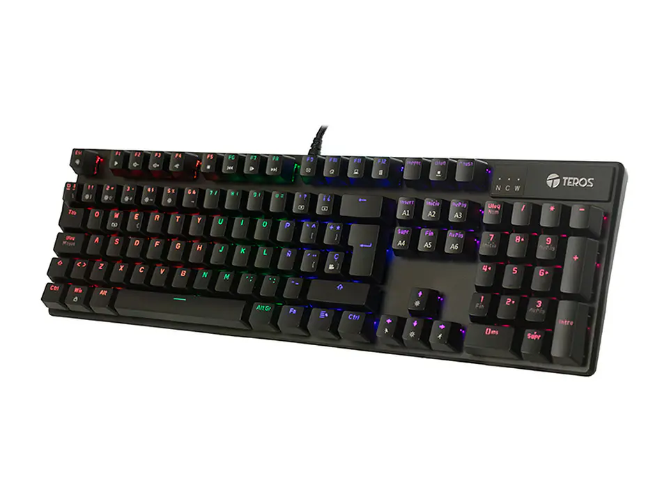 TEROS TE-4068G - Teclado mecánico, retroiluminación rainbow, USB 2.0, español, color negro 2