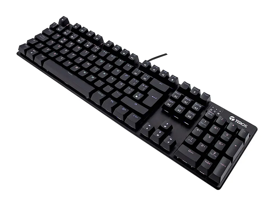 TEROS TE-4068G - Teclado mecánico, retroiluminación rainbow, USB 2.0, español, color negro 3