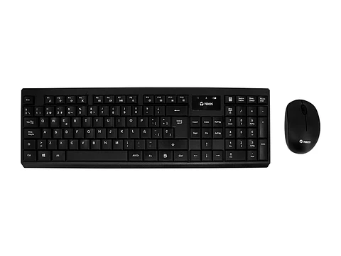 TEROS TE-4071S - Kit teclado y mouse, inalámbrico, 2.4 GHz, acabado elegante, negro, español