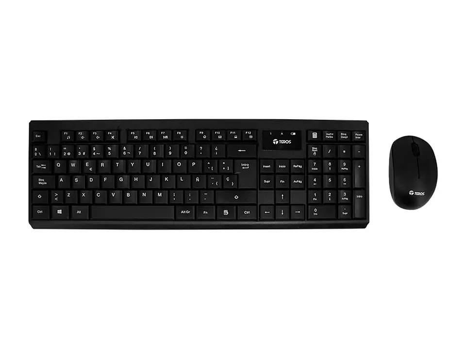 TEROS TE-4071S - Kit teclado y mouse, inalámbrico, 2.4 GHz, acabado elegante, negro, español 1