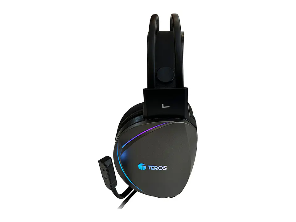 TEROS TE-8170N - Auriculares Gaming estéreo 7.1, micrófono, conector USB, Negro, Luces RGB 4