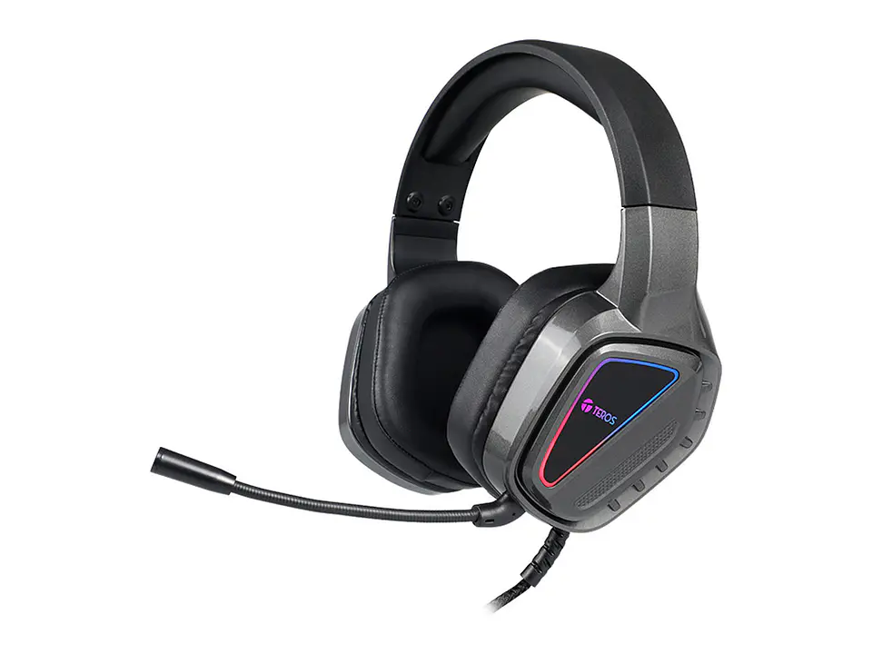 TEROS TE-8171N - Auriculares gaming, estéreo, micrófono, luces RGB 2