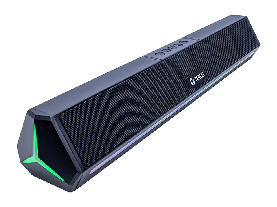 Barra de sonido portátil TEROS Vibe TE-VIB6054BLK, BT 6.0, 20W, USB, Luces LED 6