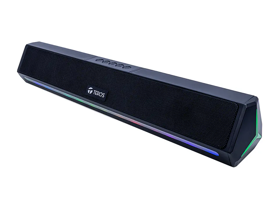 Barra de sonido portátil TEROS Vibe TE-VIB6054BLK, BT 6.0, 20W, USB, Luces LED 7