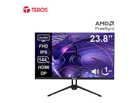 TEROS TE-2417S - Monitor plano, 23.8" FHD IPS, 144Hz, 1ms, HDMI, DP, Audio out, Parlantes