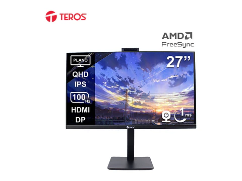 TEROS TE-2715CS - Monitor Plano Corporativo, QHD IPS, 100Hz, HDMI, DP, Audio Out, Cámara 5MP