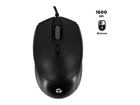 TEROS TE-1222S - Mouse óptico, 800-1200-1600 DPI, USB, 4 botones