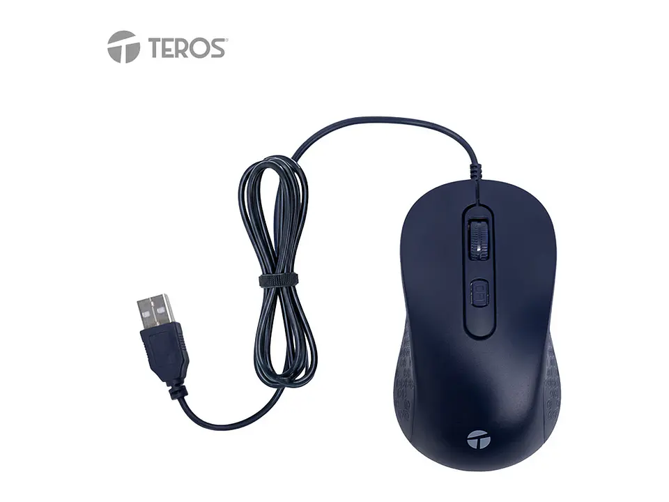 TEROS TE-1243S - Mouse óptico, 2000 DPI, USB, 4 botones, azul 1