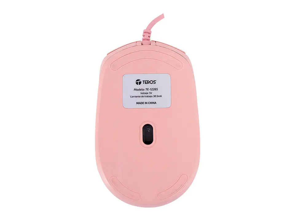 TEROS TE-1226S - Mouse Óptico, 800-1200-1600 DPI, USB, 4 Botones, Color Rosado 4