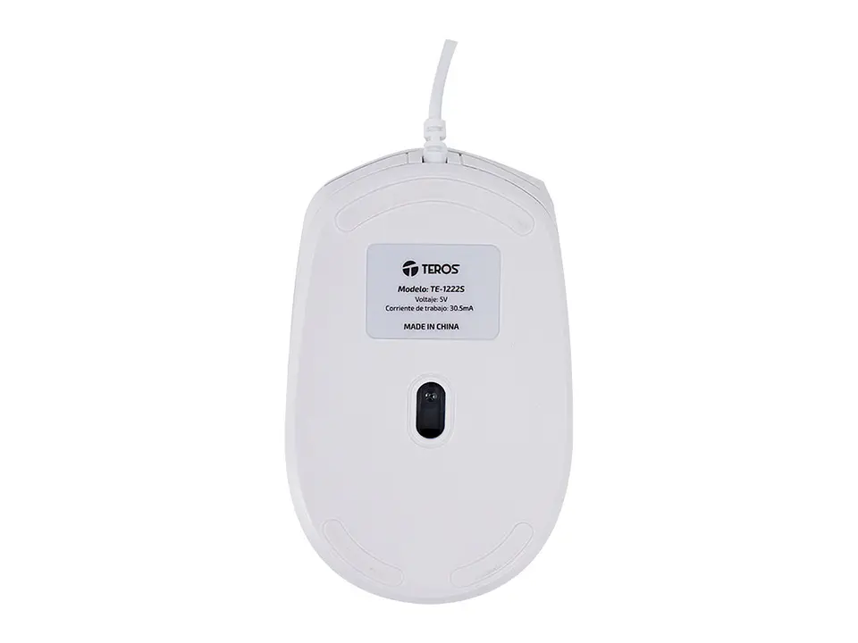 TEROS TE-1225S - Mouse óptico, 800-1200-1600 DPI, USB, 4 botones, color blanco 5
