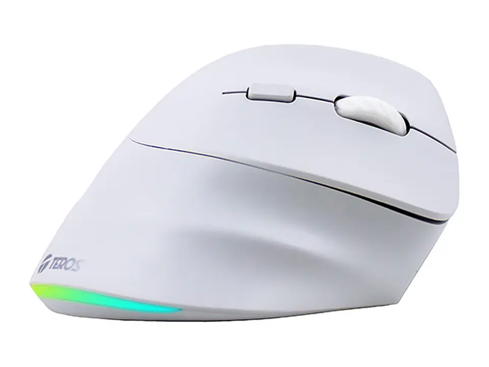 TEROS TE-1236S - Mouse inalámbrico, RGB, Blanco, 6 botones con rueda 1