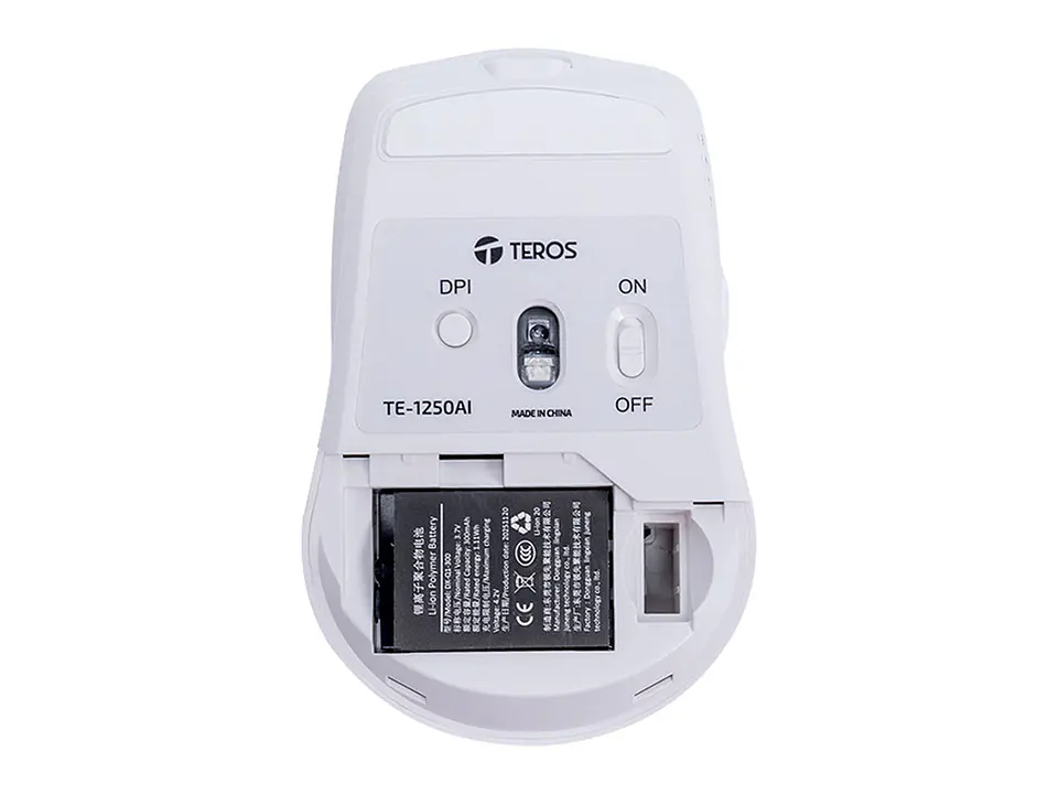TEROS TE-1250AI - Mouse Inalámbrico, 2.4GHz, 8 botones, IA, DPI 3200, USB, BT 7