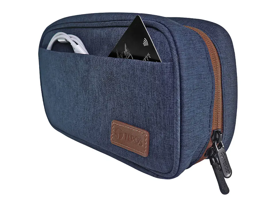 TEROS TE-ACS9017DB - Cartuchera / Estuche / Organizador / Portacables, azul marino 5