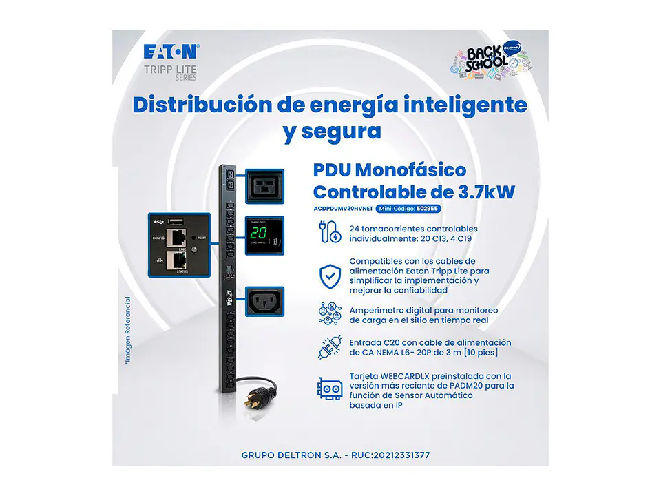 Tripp Lite PDUMV20HVNETLX - PDU para Rack Eaton Monofásico Controlable de 3.7kW, 24 tomas controlables individualmente 1