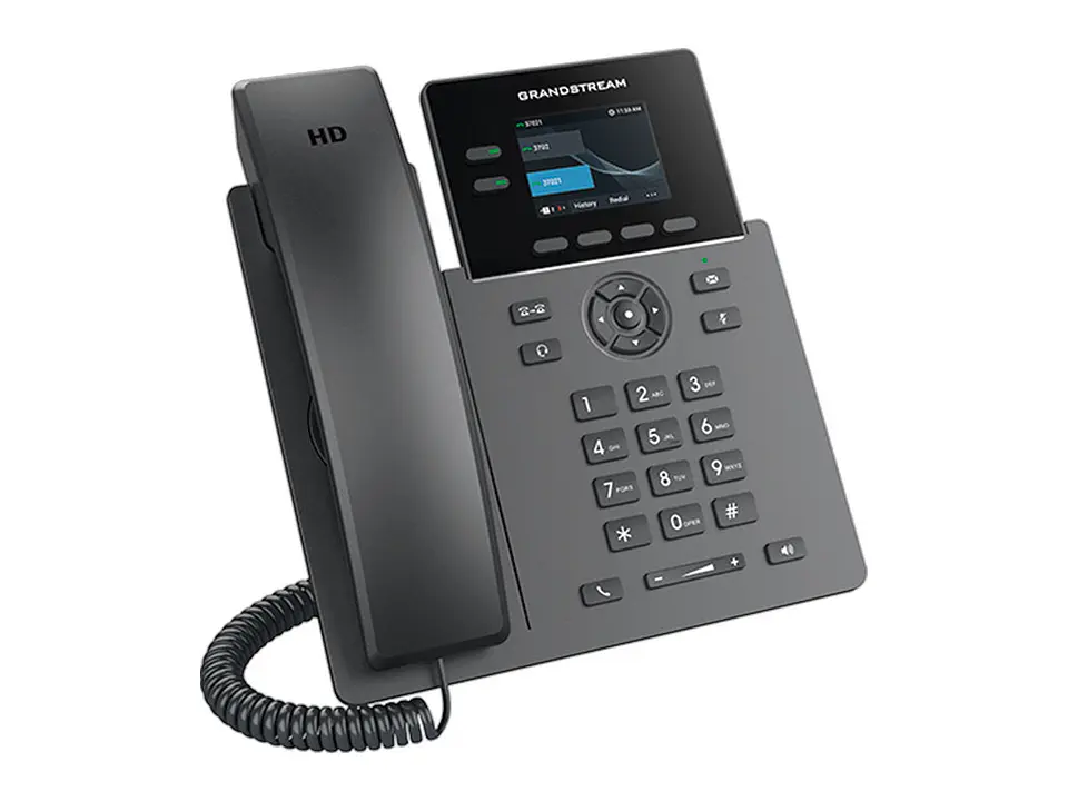 Grandstream GRP2610P - 02 Lineas, 02 cuentas SIP, 8 botones virtuales VPK, pantalla 2.4 Pulgadas (320x240) TFT 10/100 Mbps PoE integrado, NO incluye fuente de alimentación 5v 1