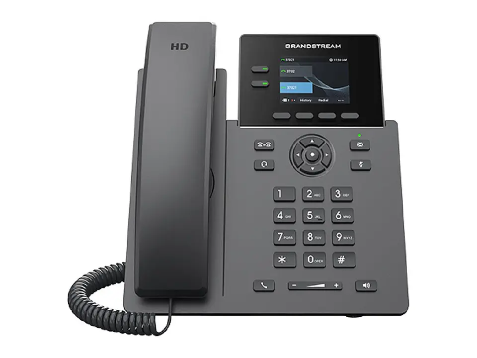 Grandstream GRP2610P - 02 Lineas, 02 cuentas SIP, 8 botones virtuales VPK, pantalla 2.4 Pulgadas (320x240) TFT 10/100 Mbps PoE integrado, NO incluye fuente de alimentación 5v 2